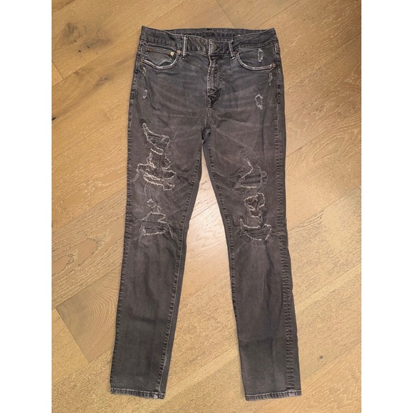 American Eagle Outfitters Other - American Eagle Next Level Flex Slim Distressed Black Jeans 32x34 Ripped Denim